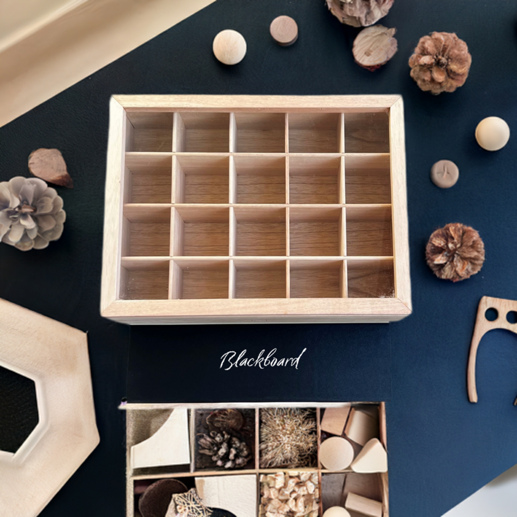 Loose Parts Storage Box with Blackboard Tray
