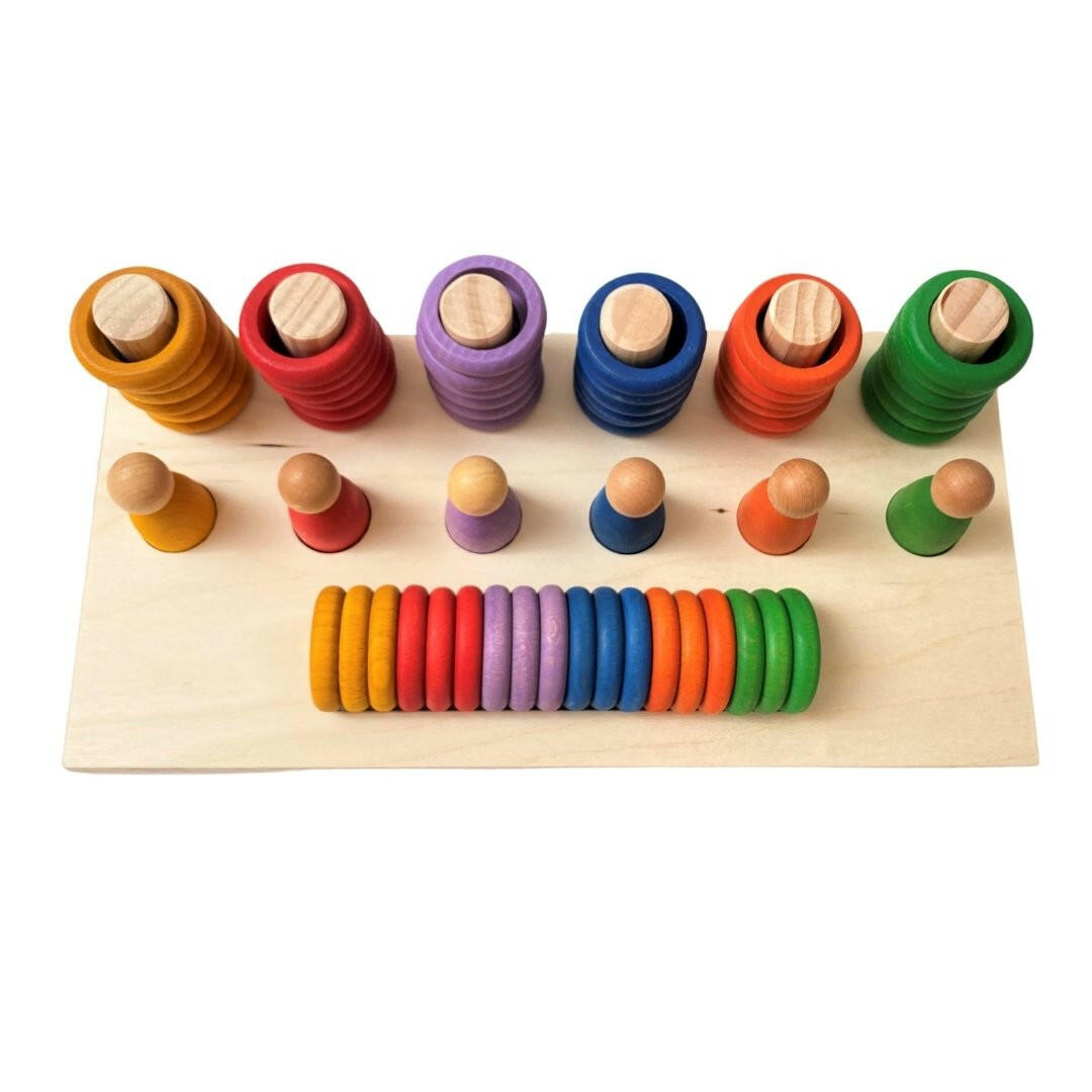 Nesk Kids Wooden Sorting Board for Grapat Nins Rings Coins