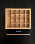 Loose parts play box with blackboard tray for creative play