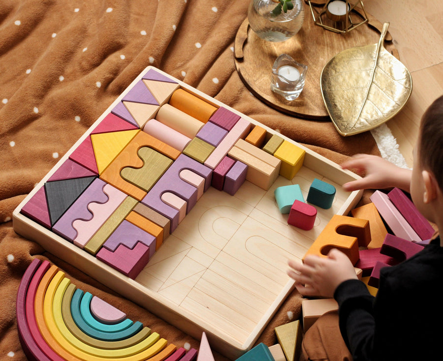 Skandico Toys Skandico Toys Castle Block Set Autumn Wooden Toy