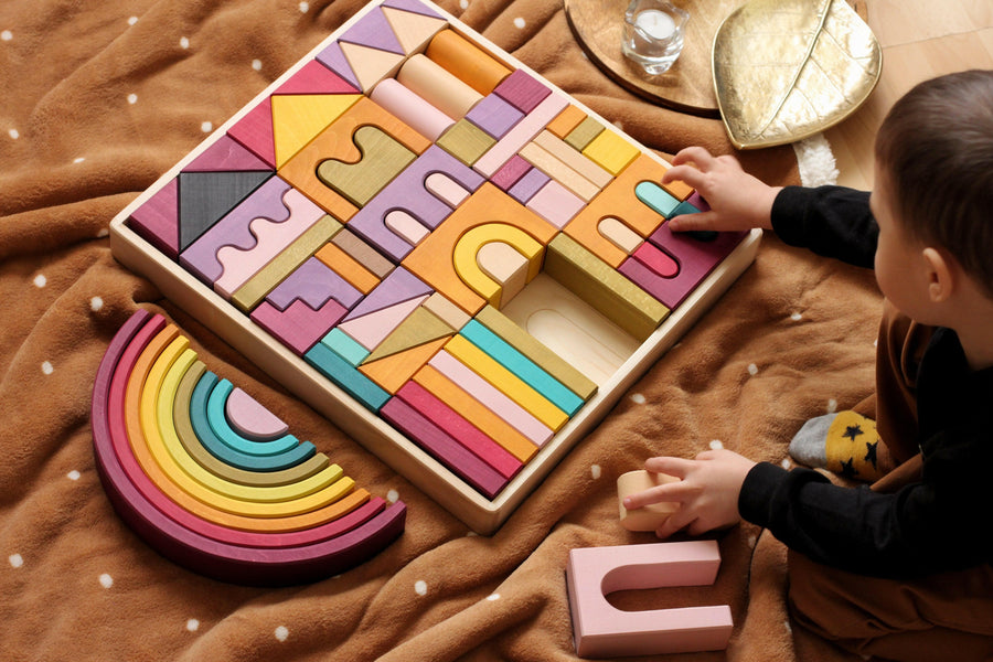 Skandico Toys Skandico Toys Castle Block Set Autumn Wooden Toy