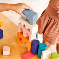 Skandico Toys Skandico Toys Castle Block Set Rainbow Wooden Toy