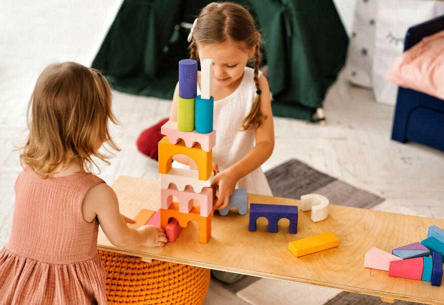 Skandico Toys Skandico Toys Castle Block Set Rainbow Wooden Toy