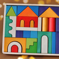 Skandico Toys Skandico Toys "The House" Rainbow Building Block Set Wooden Toy