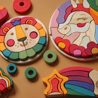 Skandico Toys Skandico Toys Unicorn Puzzle (Red Edition) Wooden Toy