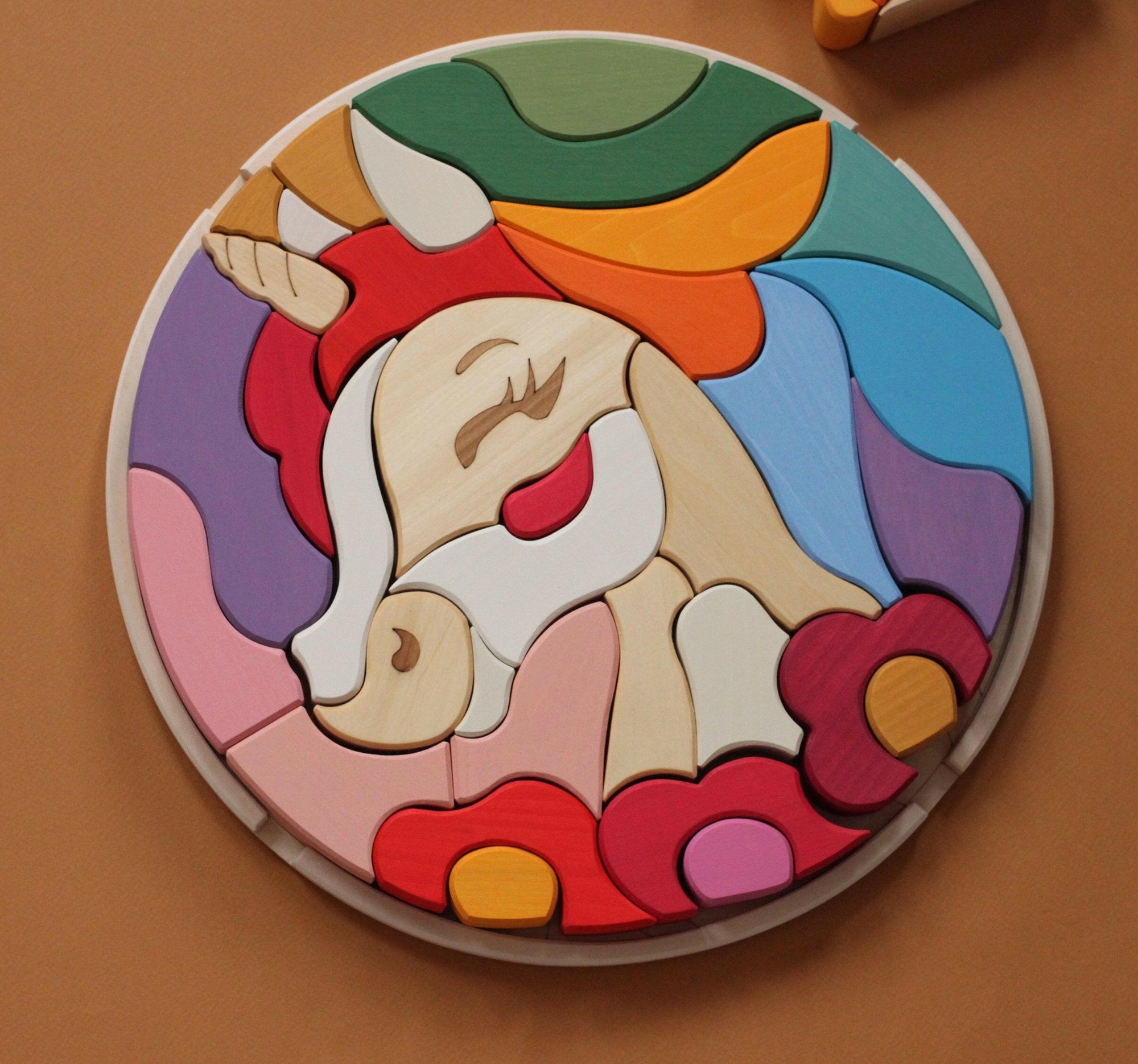 Skandico Toys Skandico Toys Unicorn Puzzle (Red Edition) Wooden Toy